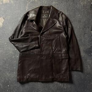 Vintage Rainforest Signature Mocha Brown Leather Trench Coat